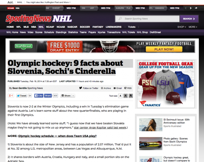 Olympic hockey  9 facts about Slovenia  Sochi s Cinderella  / NHL   Sporting News