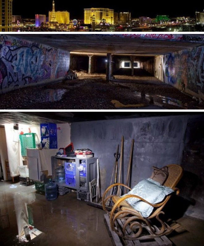 Prebivalci podzemnih tunelov v Las Vegasu. Foto: weburbanist.com