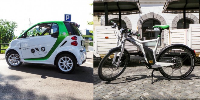 Smarta ForTwo Electric Drive y bicicleta eléctrica inteligente