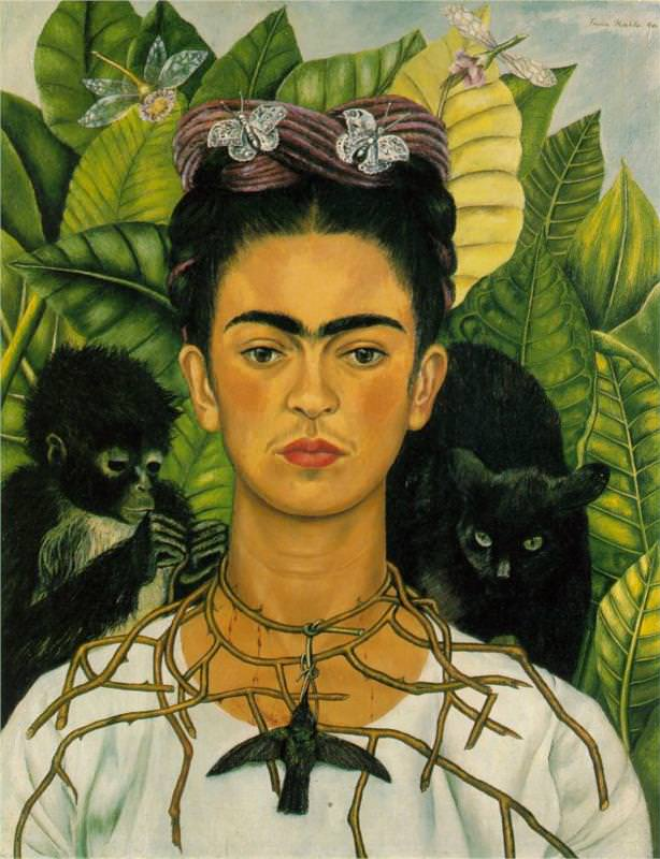 Frida Kahlo, Autorretrato con Collar de Espinas (Self Portrait with Necklace of Thorns)