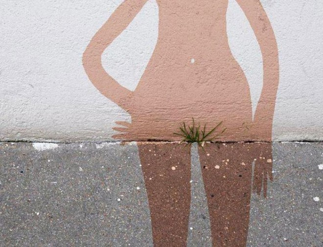 Street art in interaction with nature
