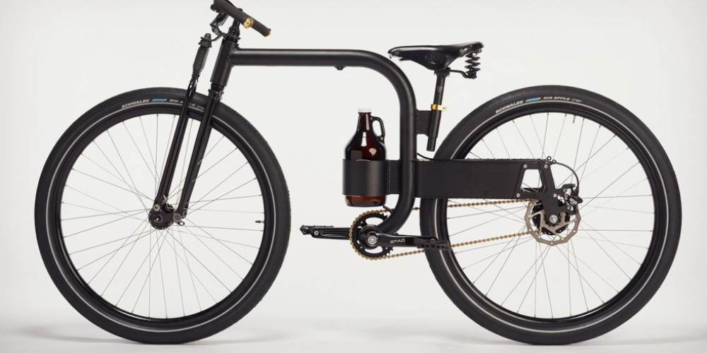 La Growler definitivamente no es una bicicleta de ciudad ordinaria. ¿Eso es una botella de agua?