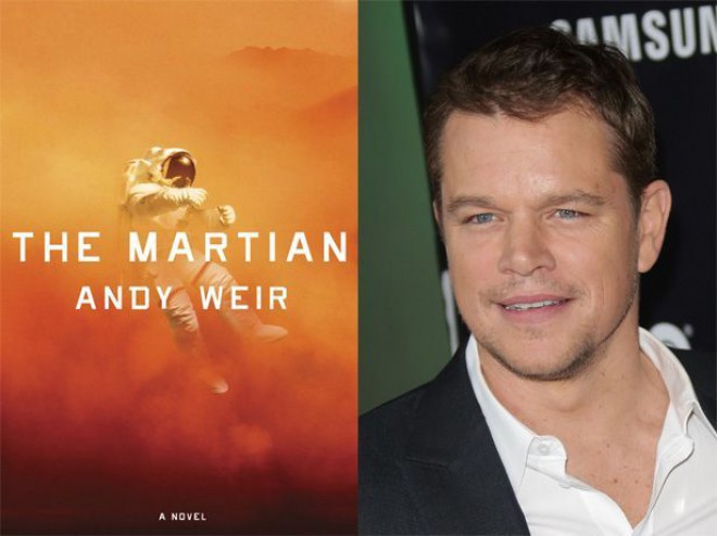 The book The Martian and the main actor in the upcoming film adaptation Matt Damon.