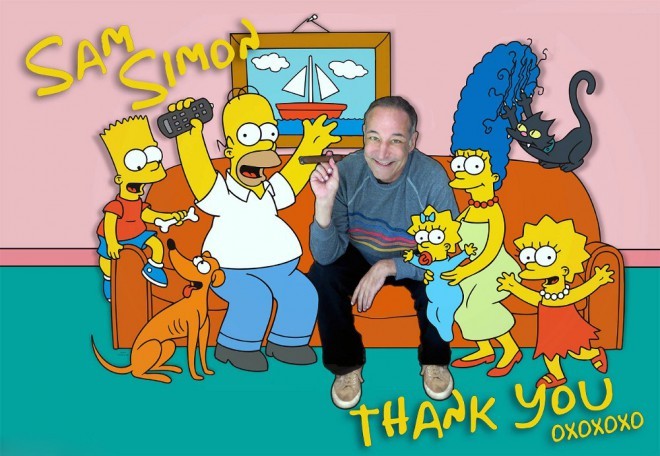 Sam Simon a jeho kreslená rodinka Simpsonovci.