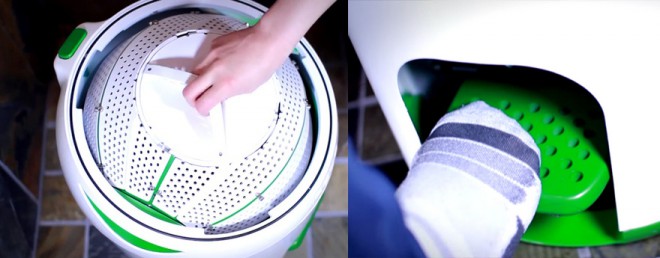 Prenosni pralni stroj Drumi ne uporablja elektrike, ampak nožno ''pedalo''.