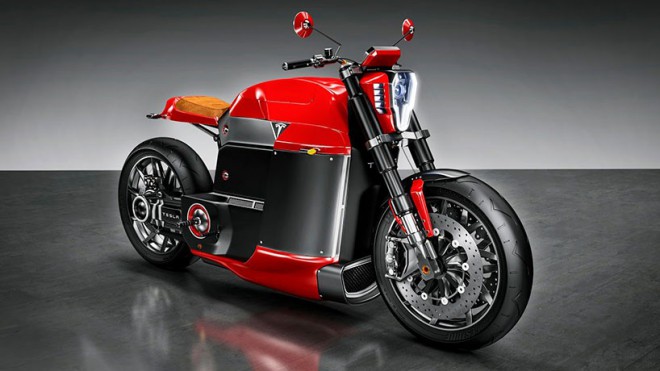 Model M - Teslas motorcykel som föreställts av Jans Shlapins
