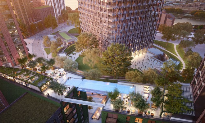 Popolnoma transparenten bazen-most bo povezoval dva luksuzna 10-nadstropna stanovanjska bloka.