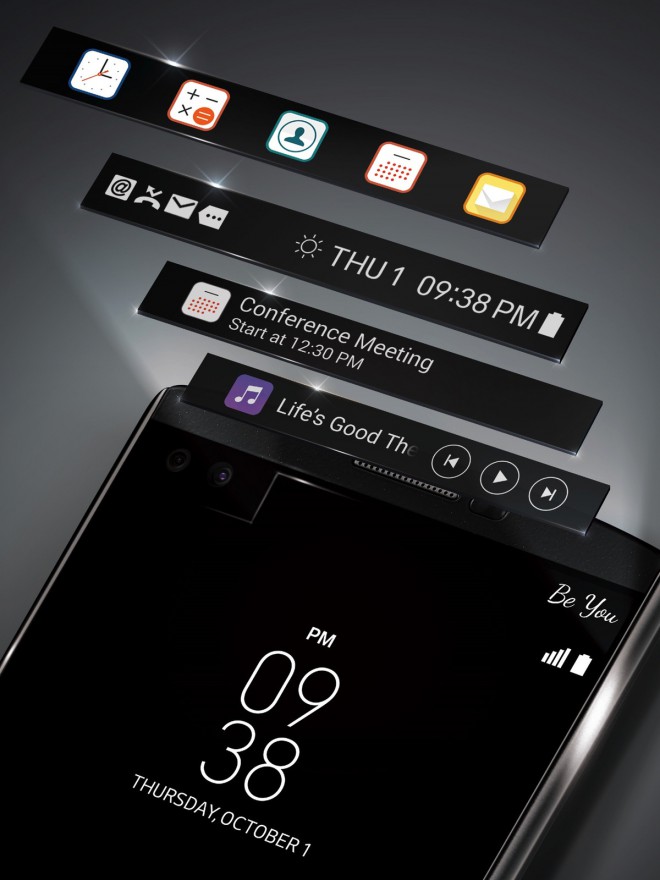The LG V10 smartphone boasts a 'banner', a second screen that is always on.