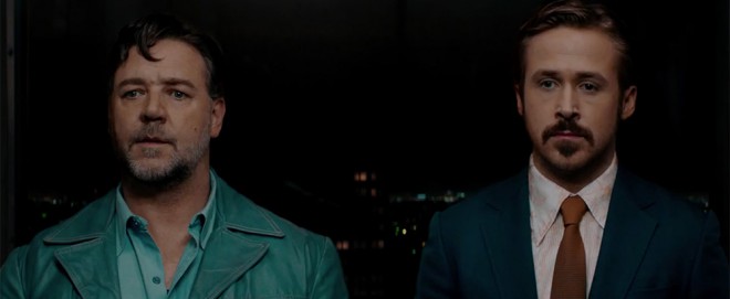 Russel Crowe in Ryan Gosling v filmu The Nice Guys.