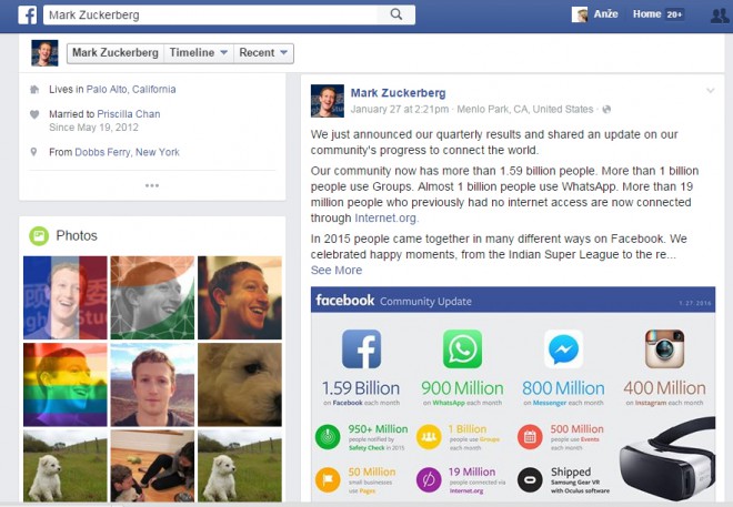 Marku Zuckerbergu se lahko smeje. Takole je veselo novico sporočil na svojem FB profilu.