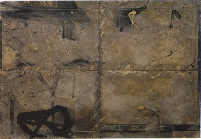 Antoni Tàpies - sivi relief v štirih delih