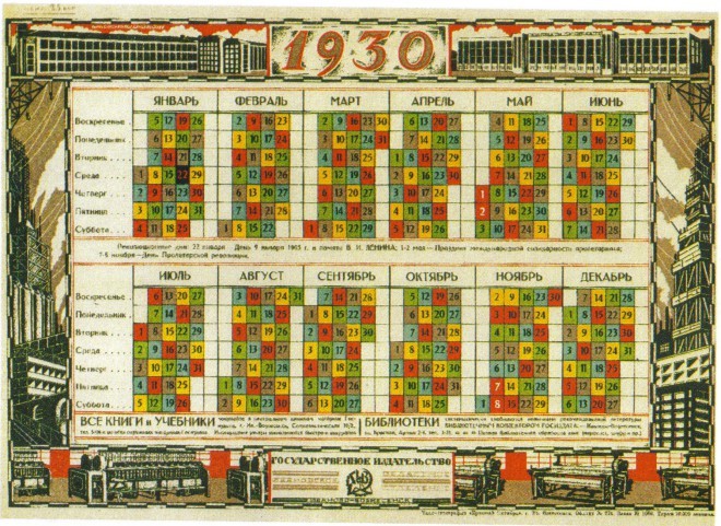 Sovjetski koledar iz leta 1930