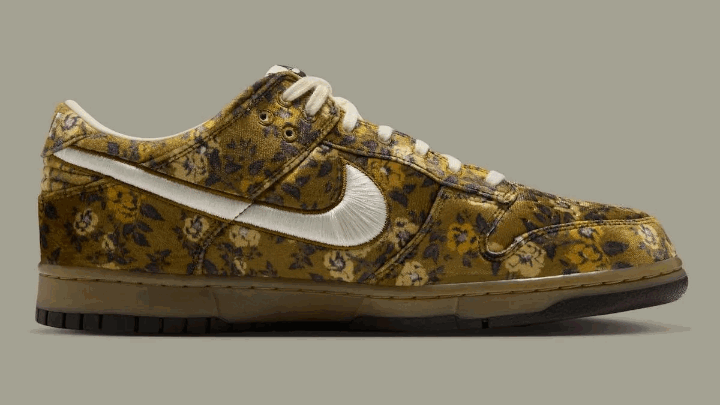 Nike Dunk Low v žametu in brokatnem cvetju: Ulična klasika z aristokratskim pridihom