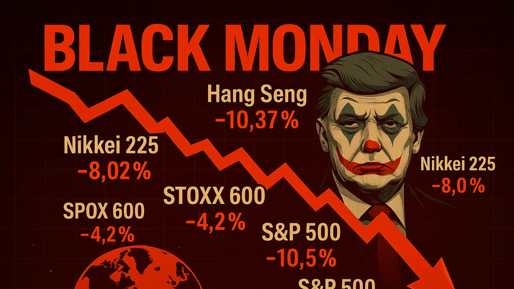 “Black Monday” – 7. april 2025: novi črni ponedeljek, ko so borze spoznale, da tudi Trumpov carinski humor ni več smešen