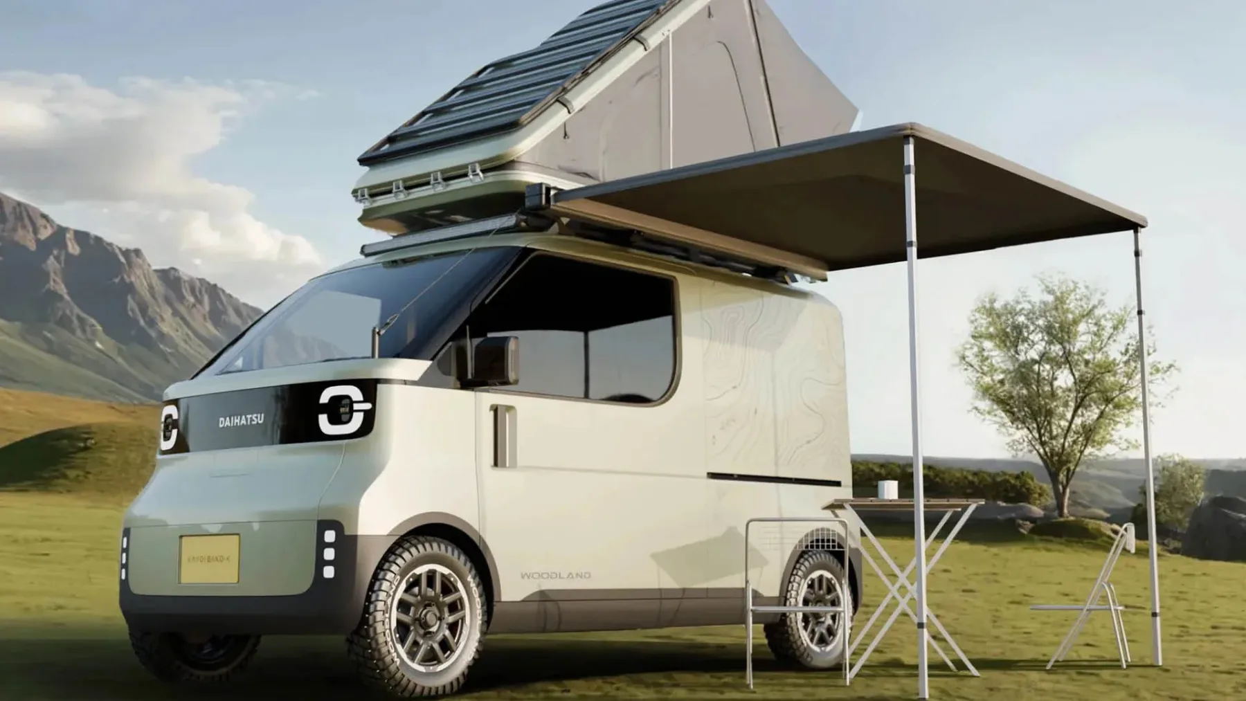 Daihatsu KAYOIBAKO‑K Camper Van Concept – mikro kocka, mega ideja za delo in vikend pobeg