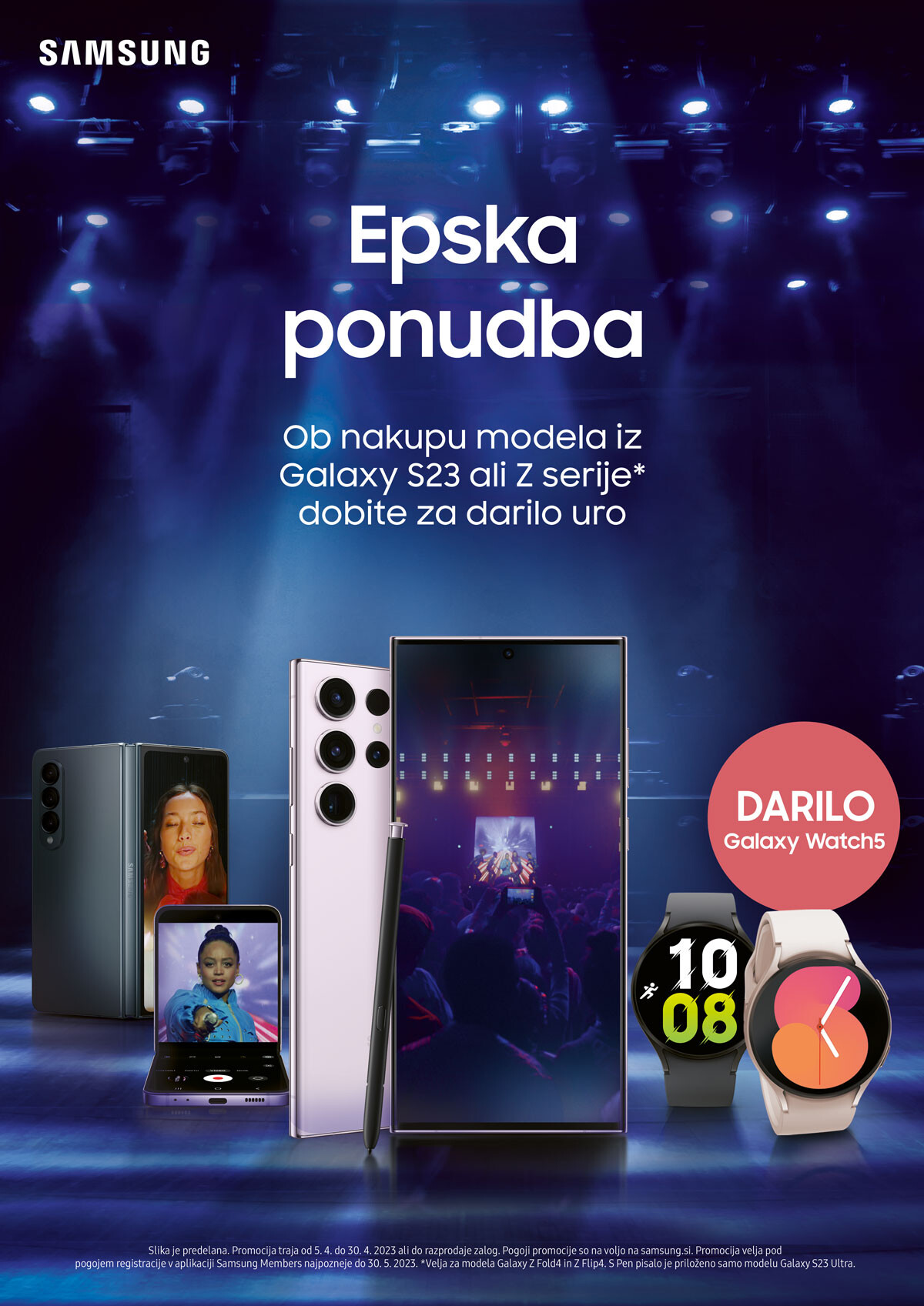 Epska ponudba – ob nakupu izbranih pametnih telefonov vam Samsung podarja uro Galaxy Watch5