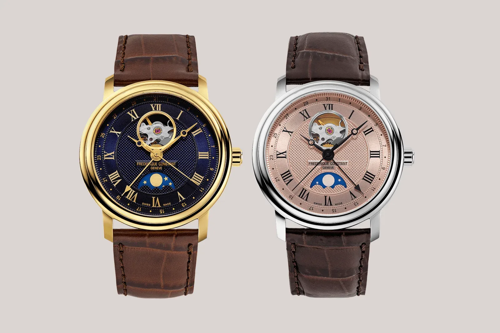 Frédérique Constant Classics Heart Beat Moonphase Date: Švicarska mehanika z odprtim srcem