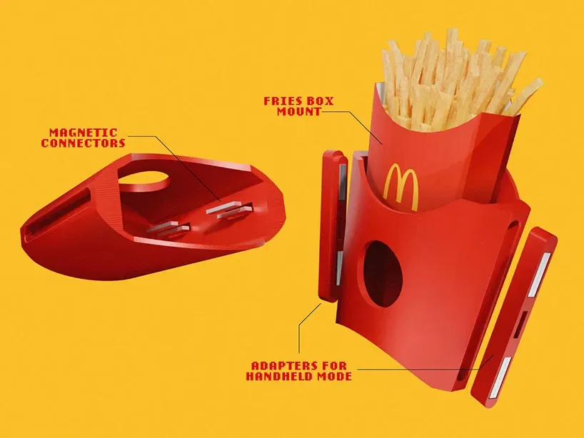 GamiFries: Genialni 3D natisnjen nosilec za pomfri, ki Nintendo Switch 2 spremeni v fast food konzolo