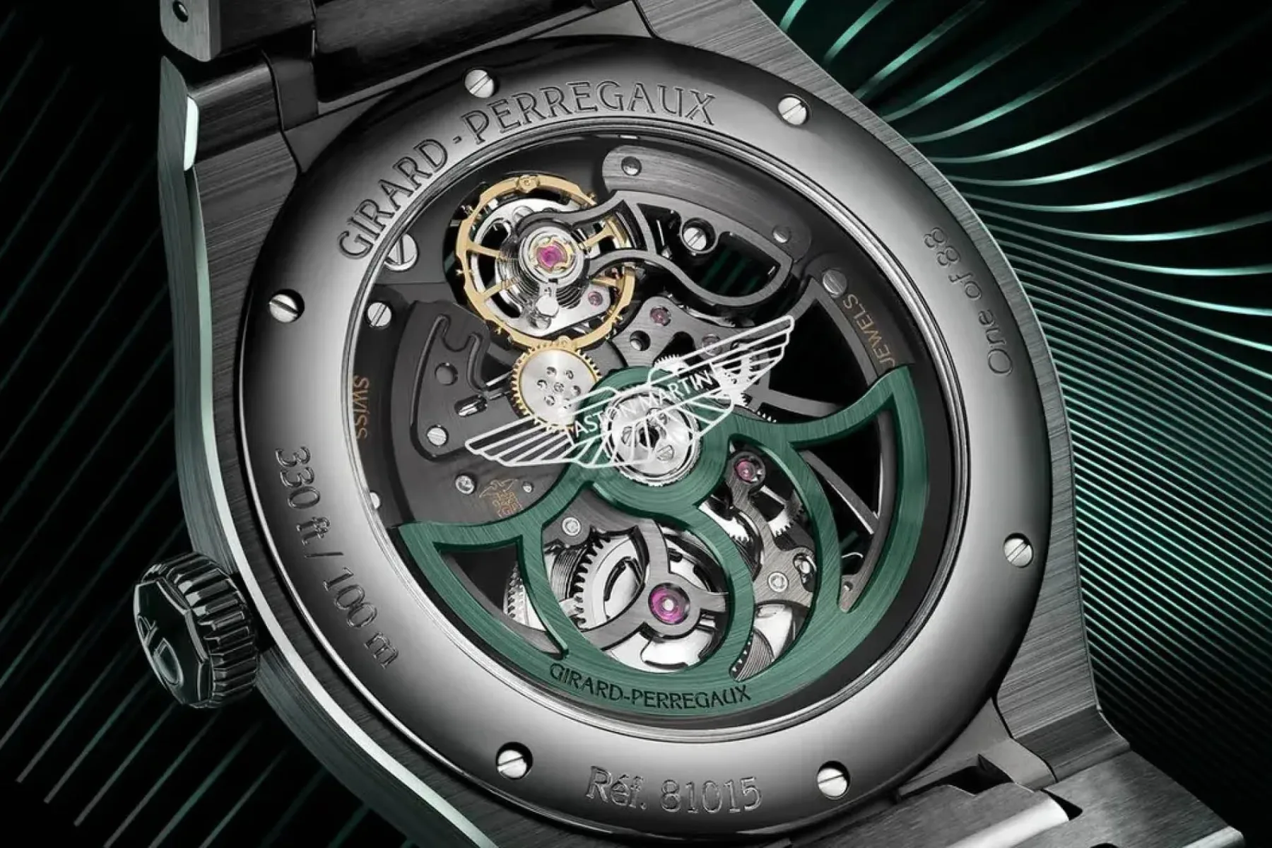 Girard‑Perregaux x Aston Martin Laureato Skeleton: črna keramika, britansko zeleno in 55 notranjih kotov