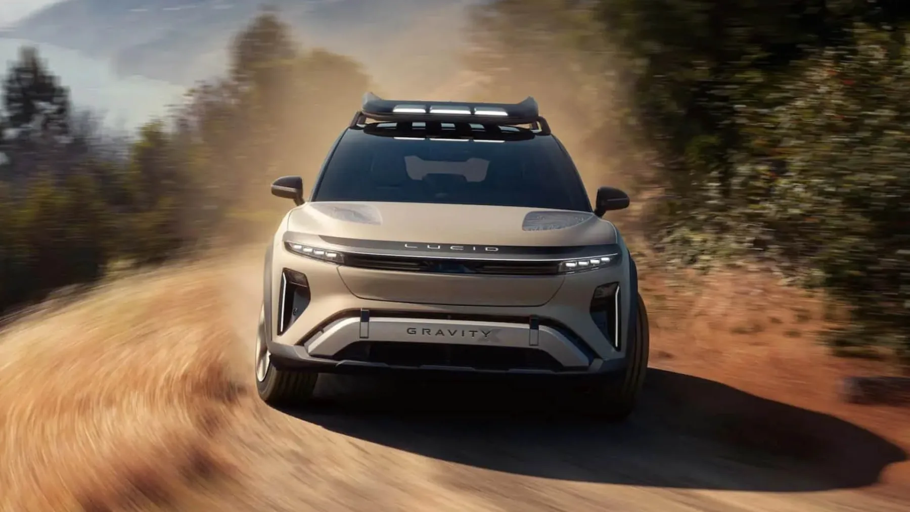Lucid Gravity X Concept: električni SUV je dobil dvig, terenske pnevmatike in apetit za makadam