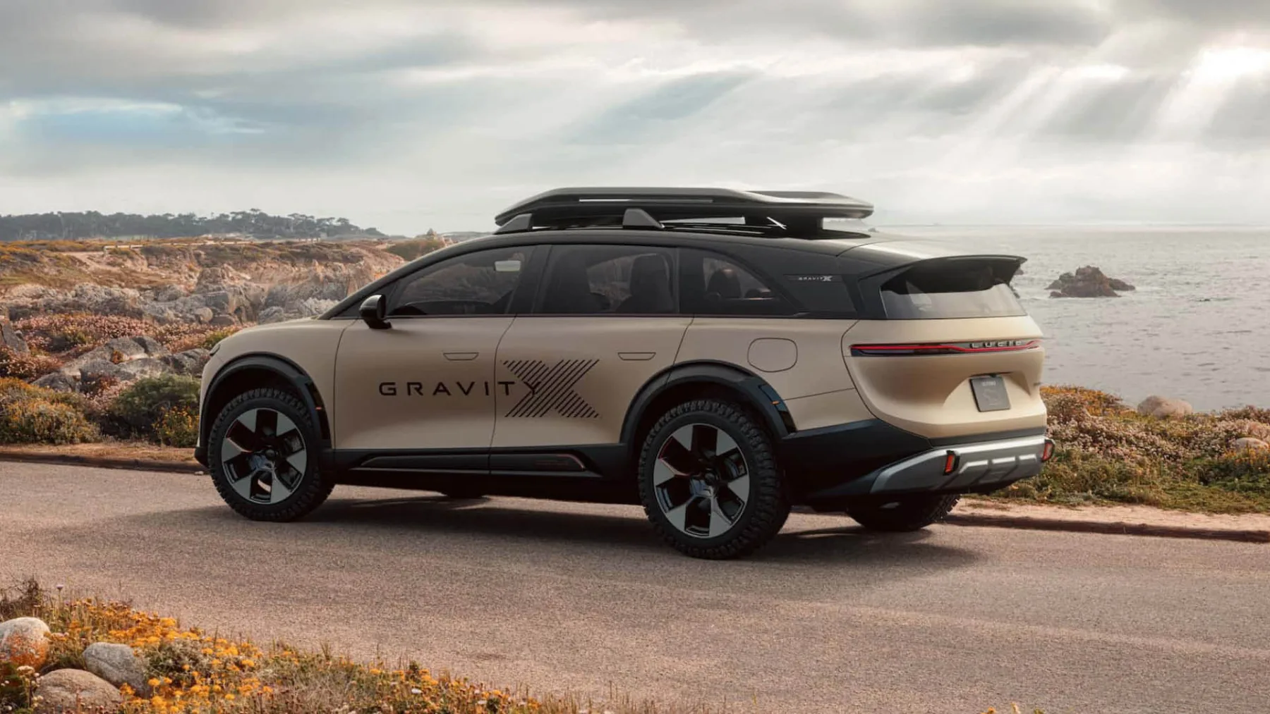 Lucid Gravity X Concept: električni SUV je dobil dvig, terenske pnevmatike in apetit za makadam