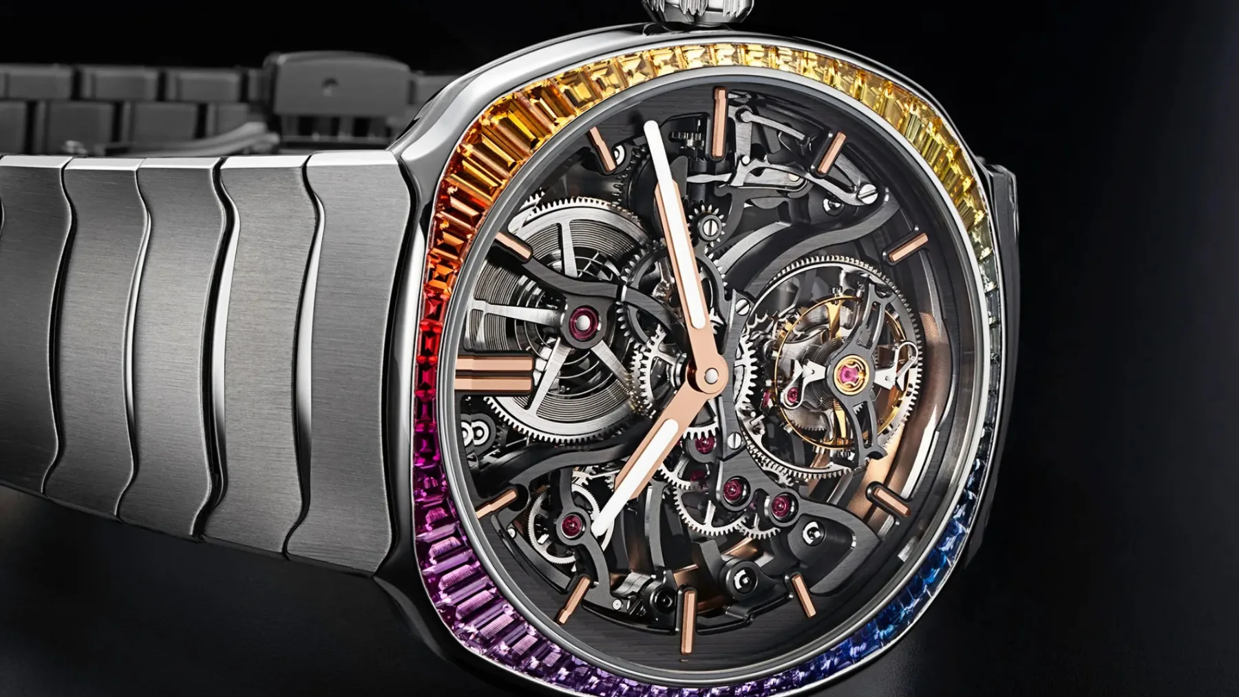 Mavrični šepet časa: H. Moser & Cie. Streamliner Tourbillon Skeleton Rainbow