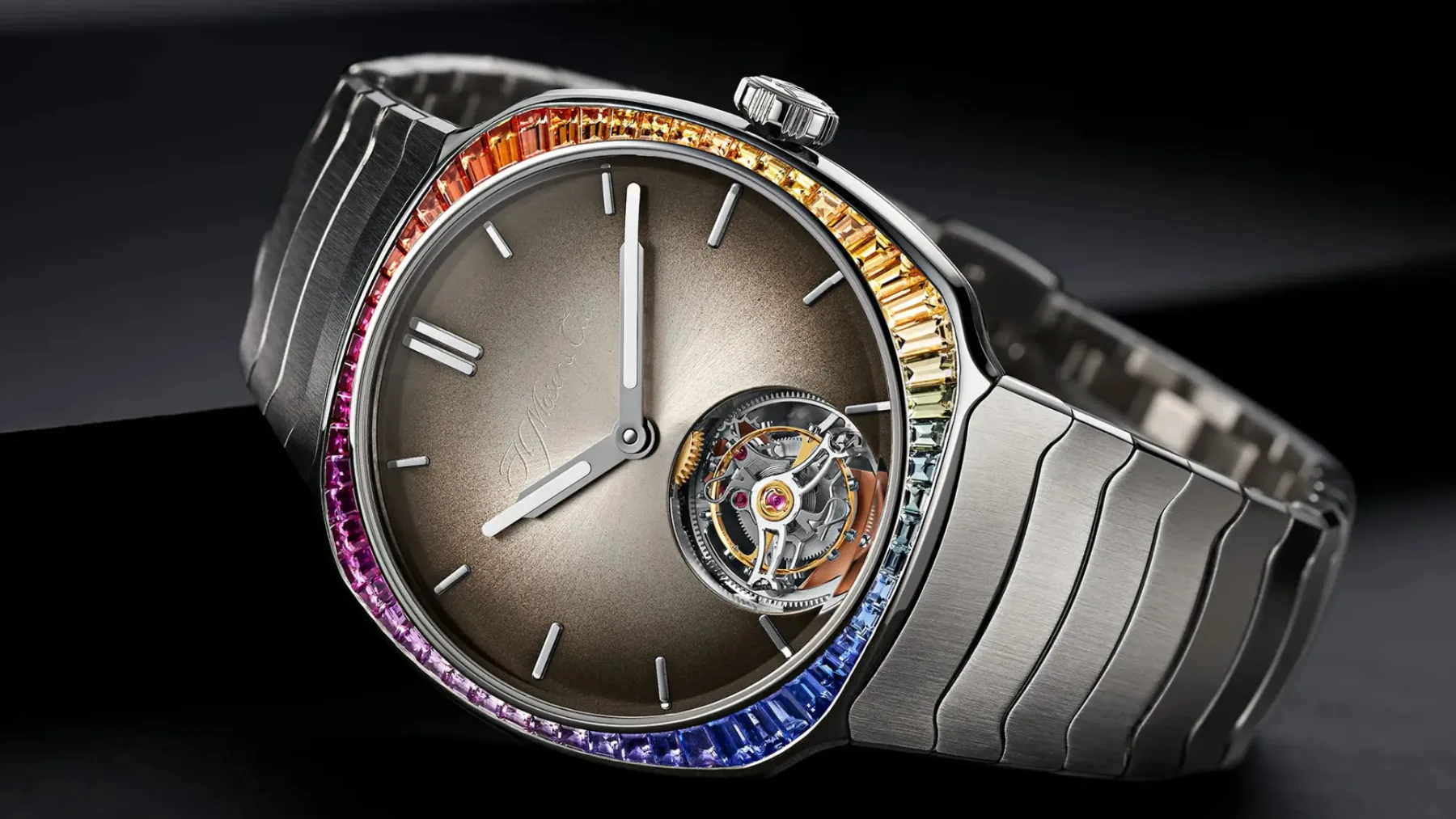 Mavrični šepet časa: H. Moser & Cie. Streamliner Tourbillon Skeleton Rainbow