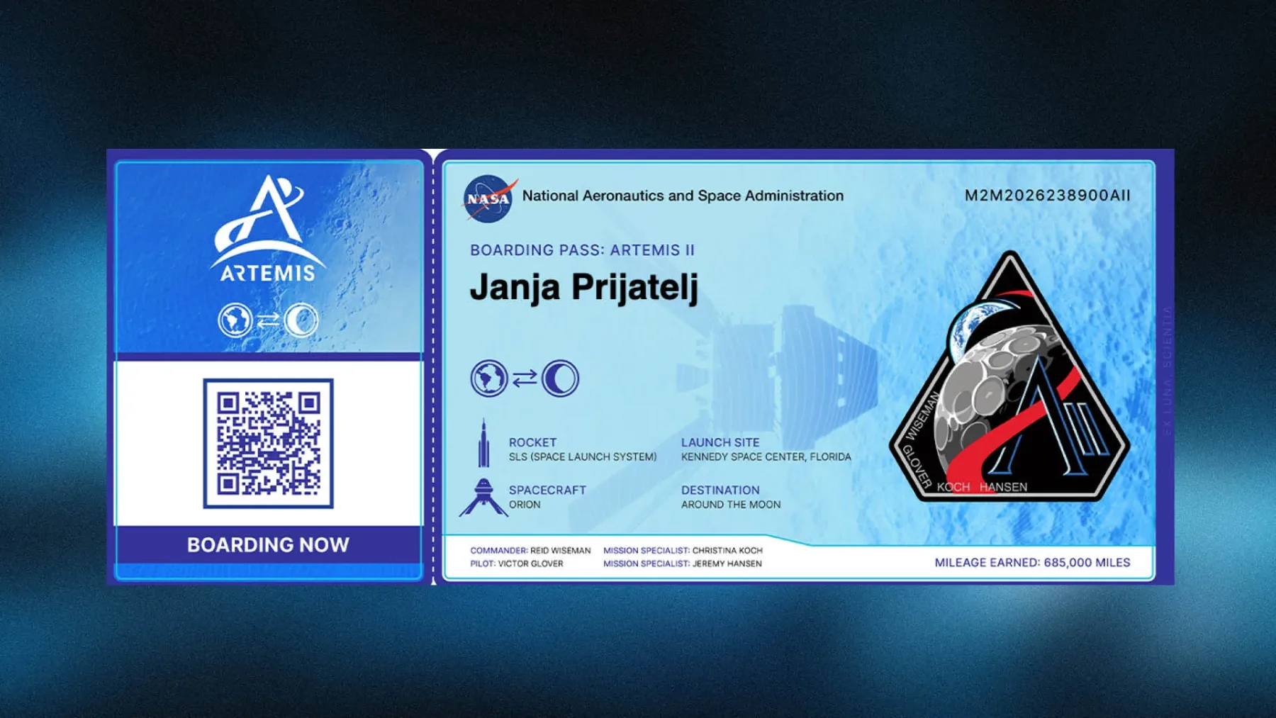 NASA se vrača na Luno: zgodovinska misija Artemis II že 6. februarja 2026 – tvoje ime lahko potuje z njimi!