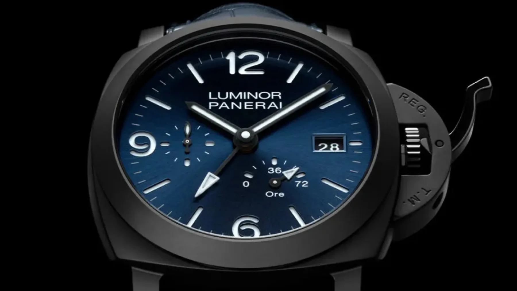 Panerai Luminor GMT Power Reserve Ceramica PAM01574: Ko modrina sreča keramiko