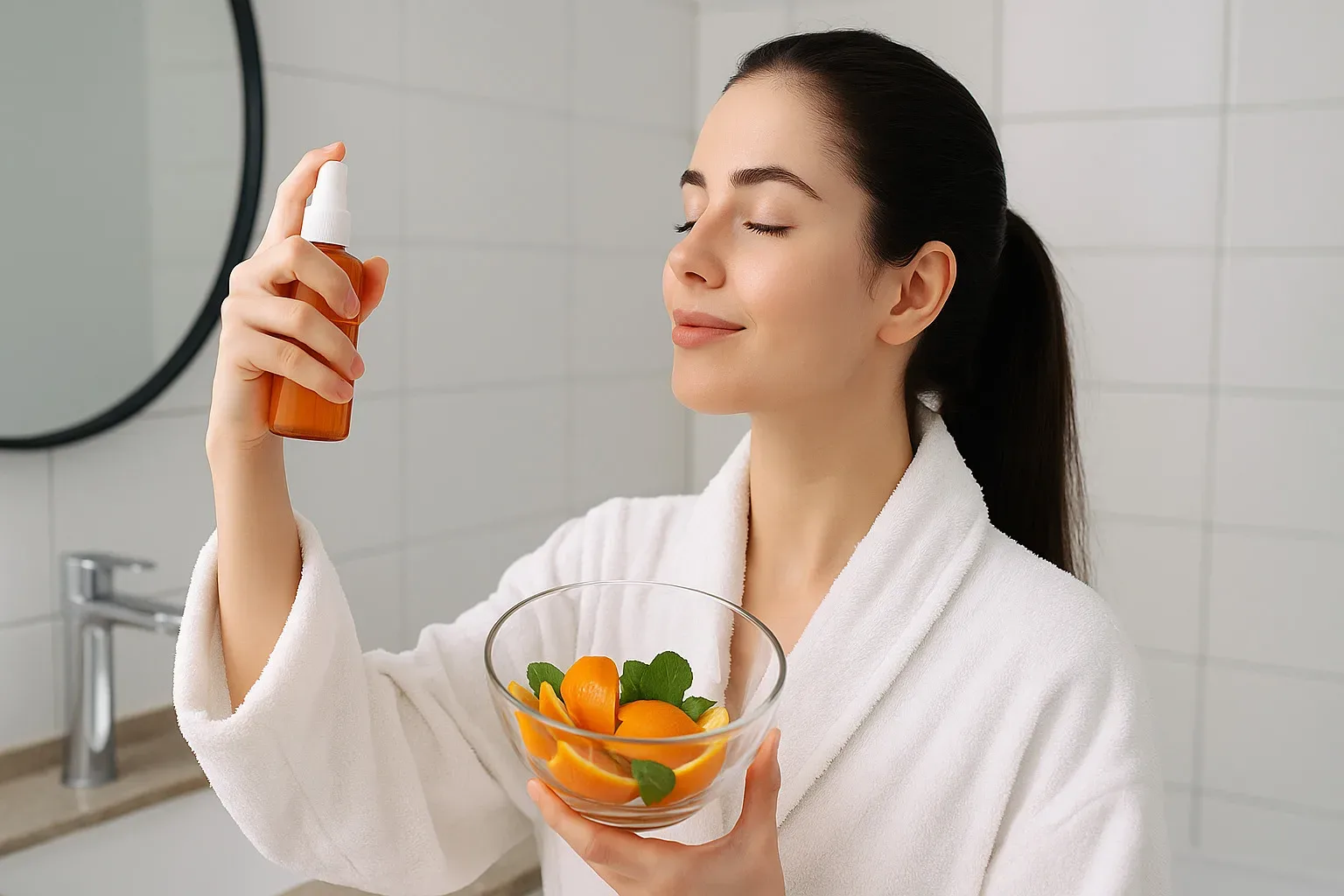 Pomarančni toner za kožo: domači vitamin C serum za “glass skin” brez temnih madežev