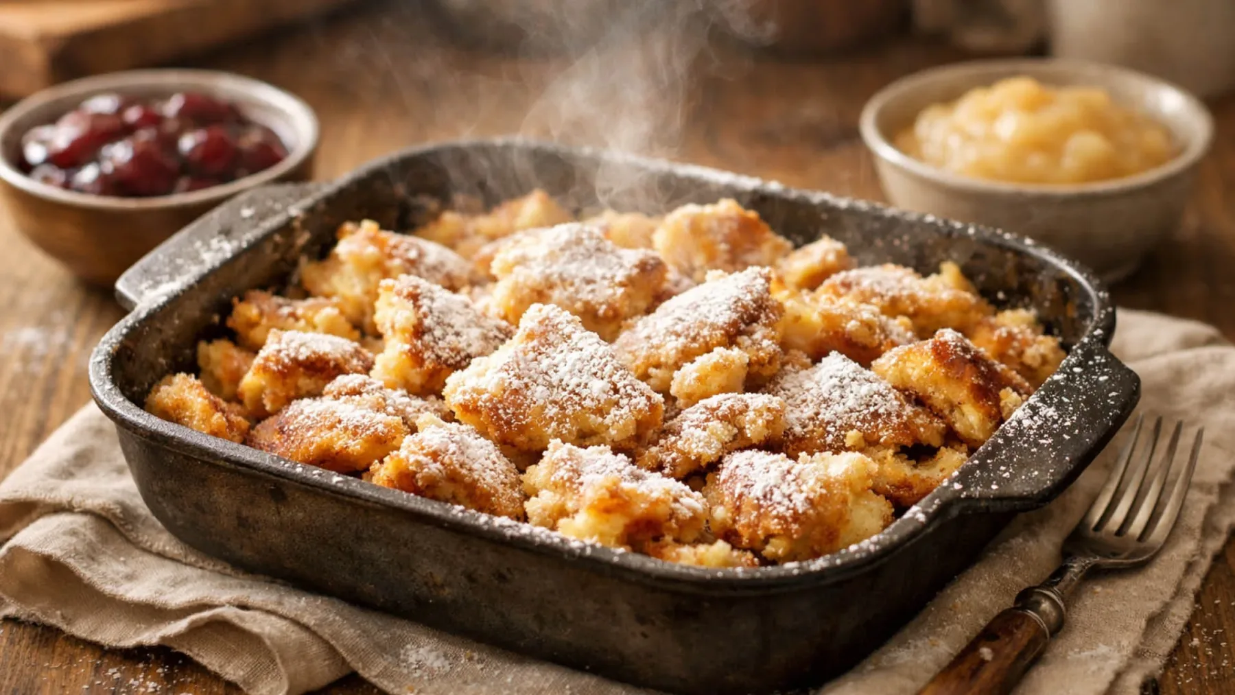 Puhasti “Kaiserschmarrn” iz pečice: zlato-rjava zimska tolažba, ki razveseli srce (in brbončice)