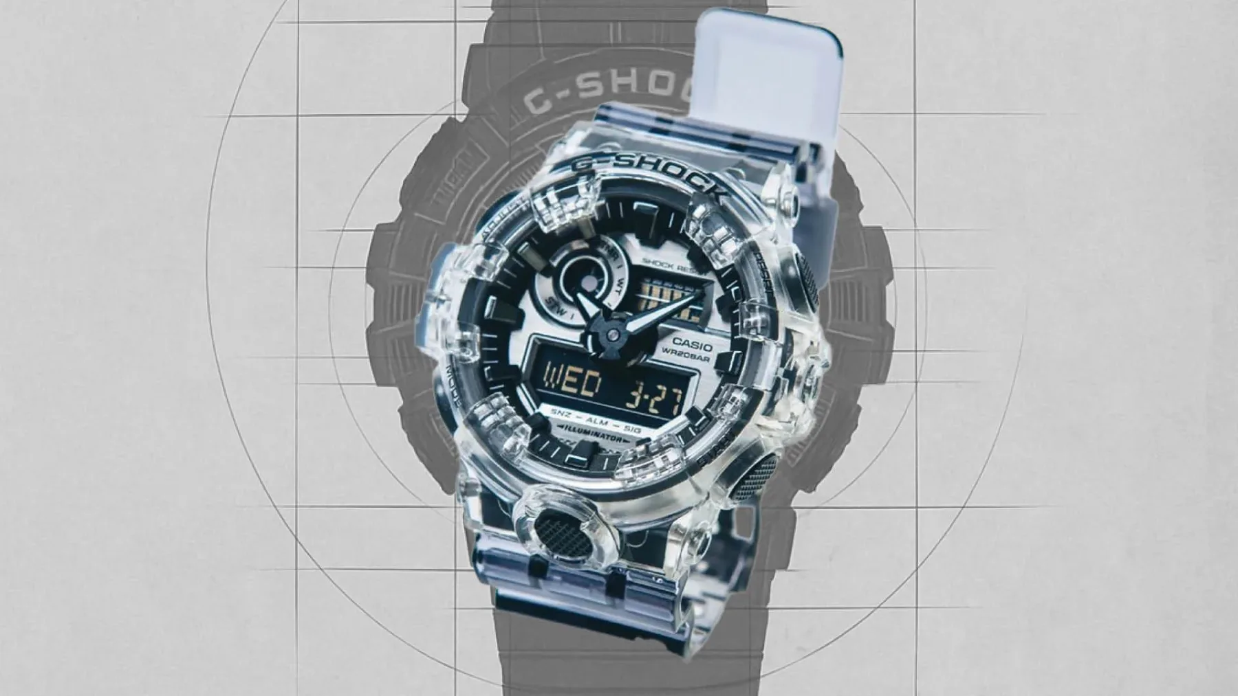 Retro futurizem za 100 € – Casio G‑Shock GA‑700SK‑1A: prozorna ikona 80‑ih s pridihom sodobnosti