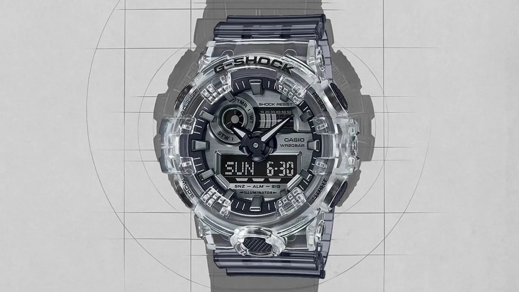 Retro futurizem za 100 € – Casio G‑Shock GA‑700SK‑1A: prozorna ikona 80‑ih s pridihom sodobnosti