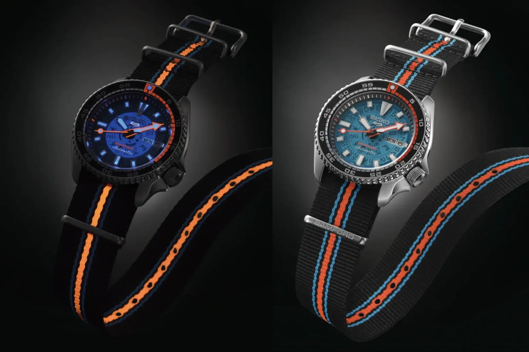 Seiko 5 Sports SBSA315: Bamfordov Retro-Futuristični Seiko 5 Sports žari kot neon pod UV svetlobo