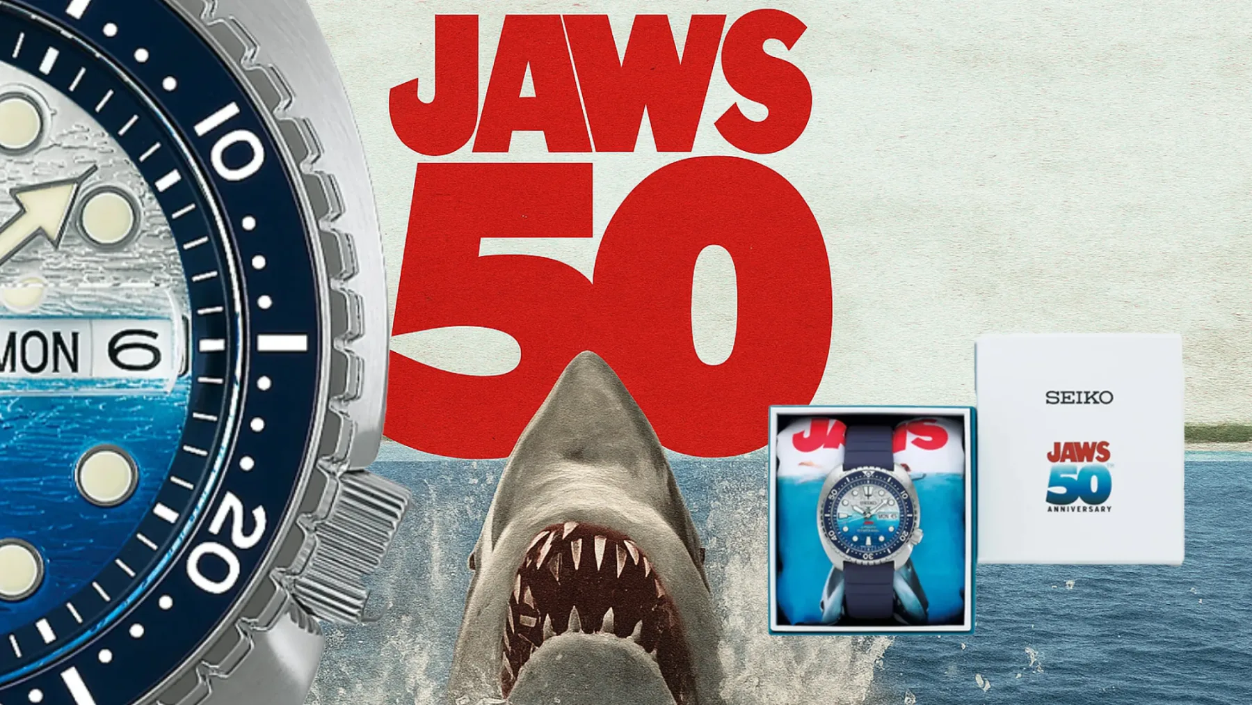 Seiko proslavlja 50 let legendarnega filma JAWS z ubijalsko “Seiko Prospex Jaws SRPL81” potapljaško uro