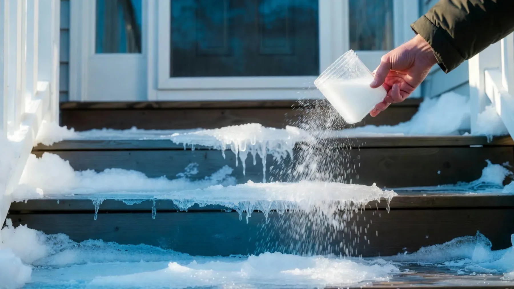 Stop zdrsom na zaledenelih stopnicah! Domači “anti-freeze” trik, zaradi katerega led izgine v sekundi – in ne, to ni sol