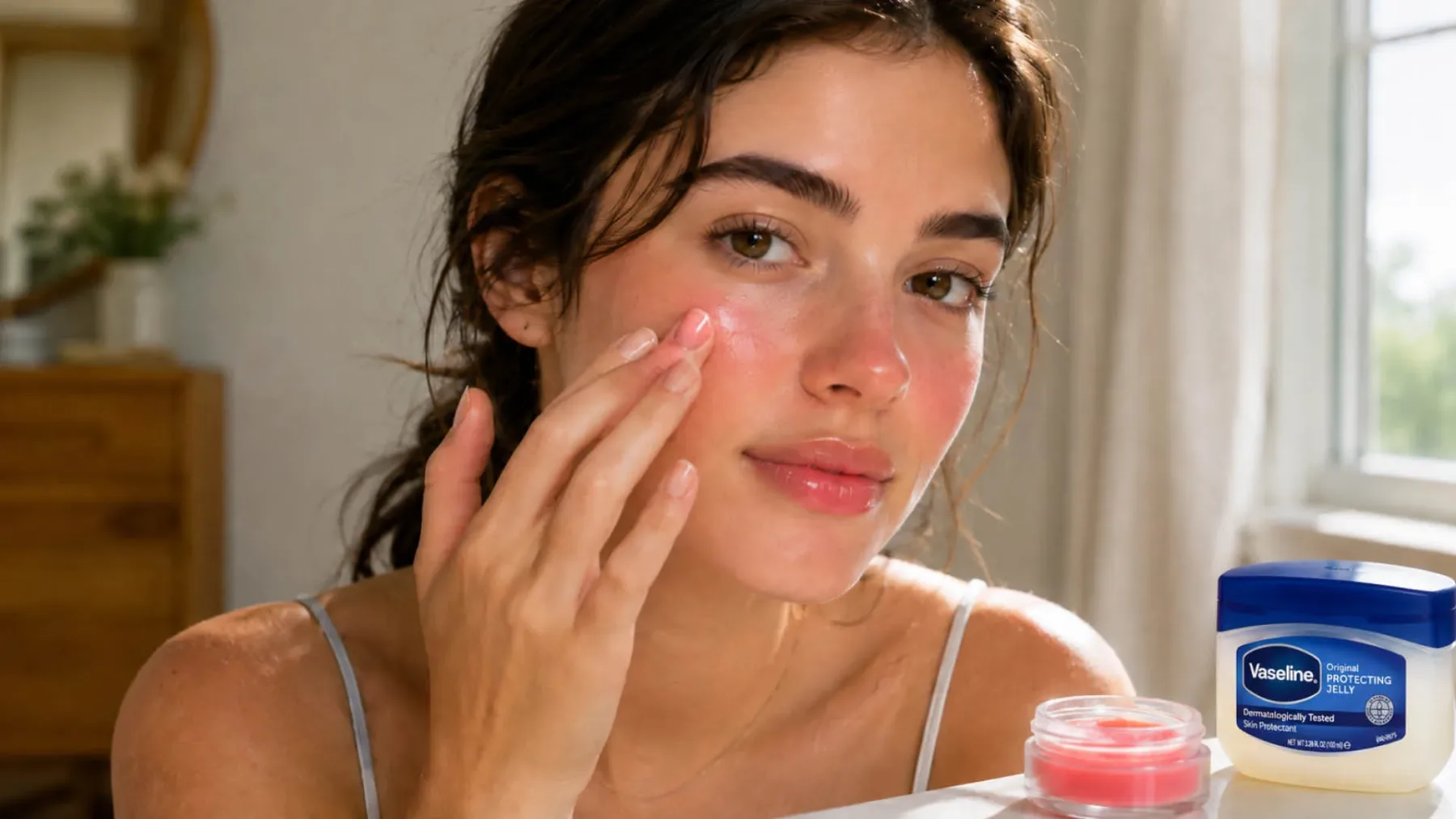 “Strawberry girl makeup” za manj kot 1 evro: trik z vazelinom za rožnata lica in glossy ustnice