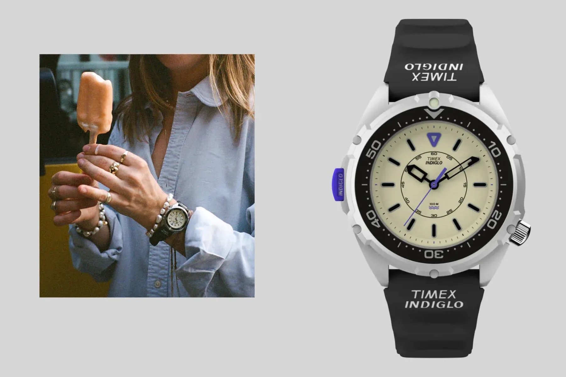 Timex Intrepid x Dimepiece: kultna ’90s jadralska ura se vrača v 36 mm — z vijoličnim INDIGLO in ceno 239 $/€