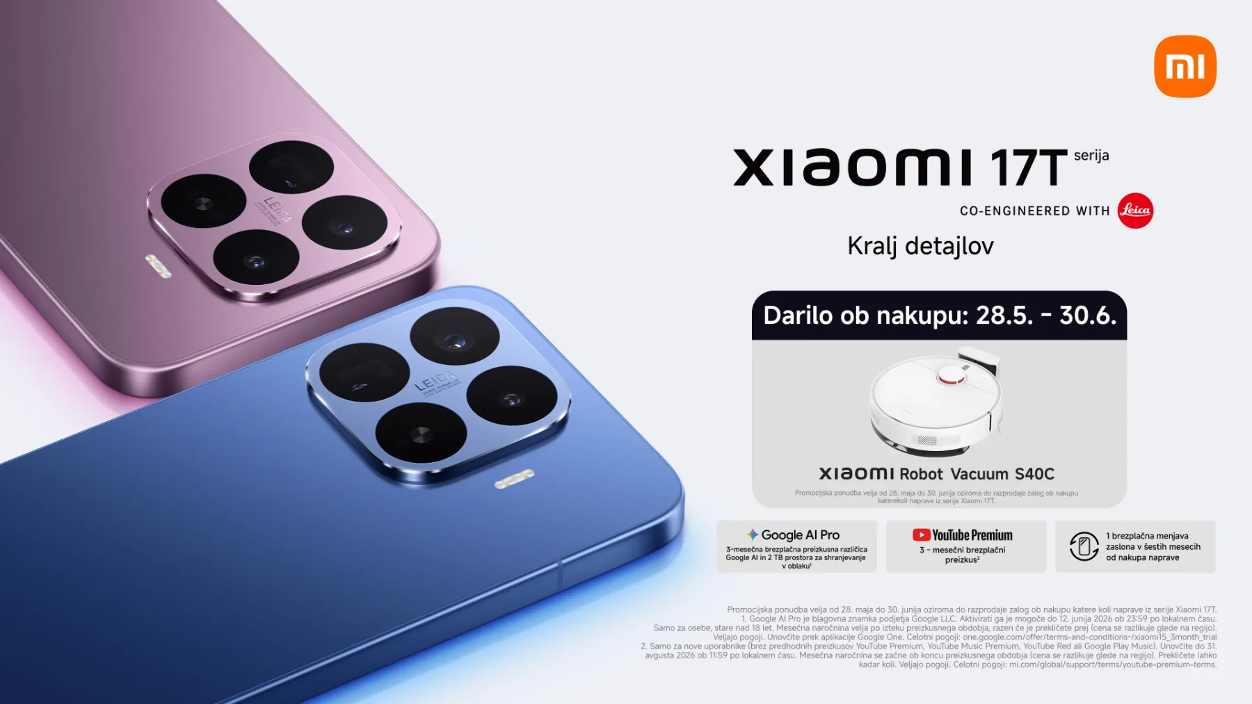 Xiaomi predstavlja serijo Xiaomi 17T v dveh velikostih, s tremi kamerami in inovativno fotografsko funkcijo Leica Live Moment