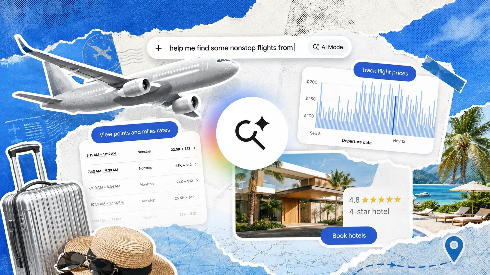 Zbogom, potovalne agencije: Google AI Mode vam po novem sam poišče poceni letalske vozovnice in hotele