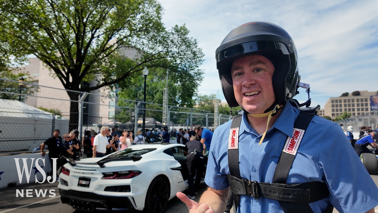 Vožnja vodje washingtonskega uredništva WSJ s Corvette po dirkališču IndyCar