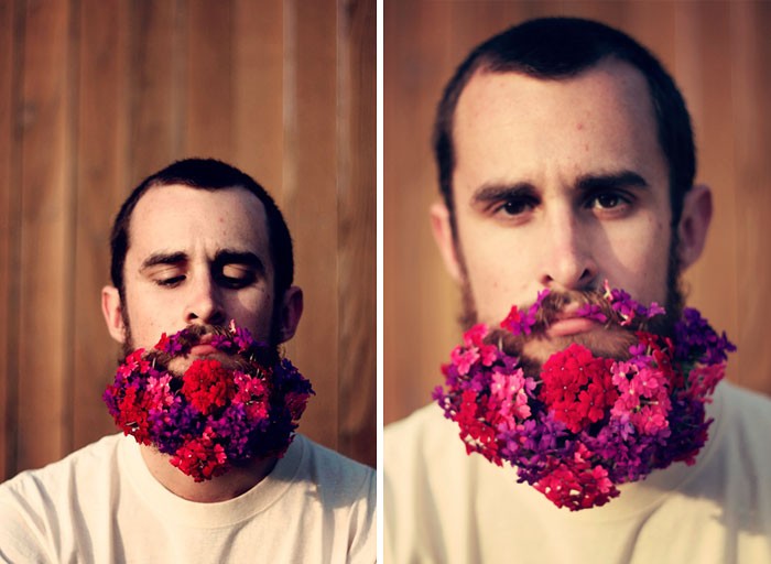 Im genes de Cvetober de hombres con flores en la barba Revista