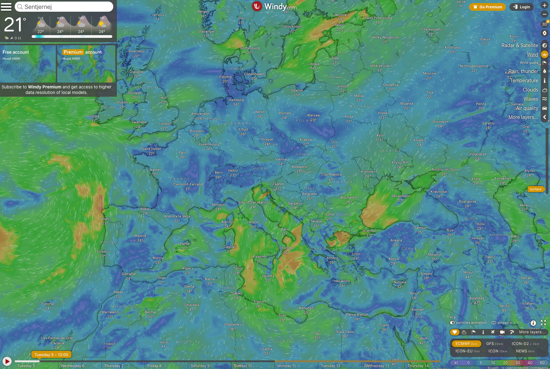 L'app Meteo del Giorno fornisce previsioni del tempo fino a due settimane  con radar meteo