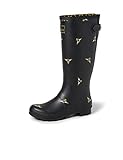 Joules Damen Welly Print Gummistiefel, Black Metallic...