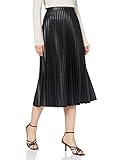 Dorothy Perkins Damen Black Pu Pleat Midi Skirt Rock,...