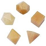 Crocon Yellow Aventurine 5Pcs Platonic Solids Crystal...