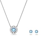 Swarovski Sparkling Dance Set, Rund, Blau, Rhodiniert