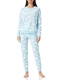 Iris & Lilly Damen Pyjama-Set aus Fleece, Blau Weiß...