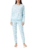 Iris & Lilly Damen Pyjama-Set aus Fleece, Blau Weiß...