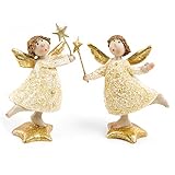 Logbuch-Verlag 2 Engel Figuren Gold glitzernd stehend...